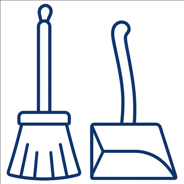 Broom and dustpan icon